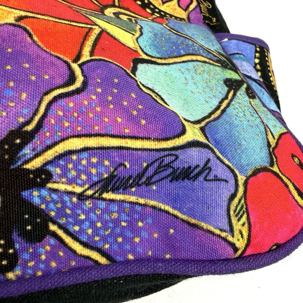 Laurel Burch Handbag Floral Canvas Colorful Boho Beaded Travel Shoulder Bag - Picture 7 of 16